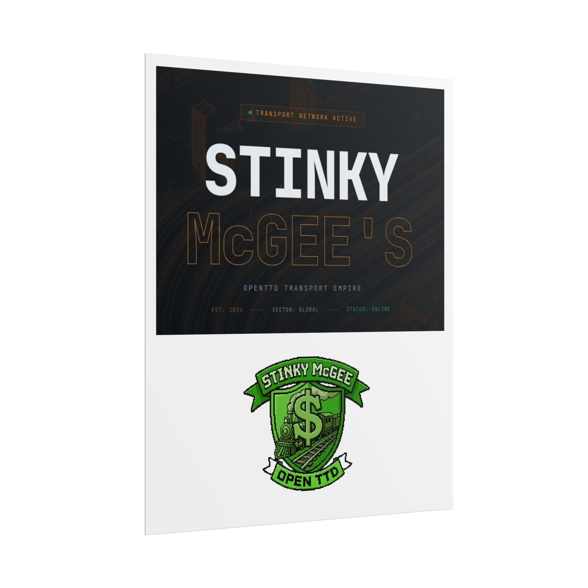 Stinky McGee's Rolled Poster — Retro Logo Wall Art for Gamers & Streamers