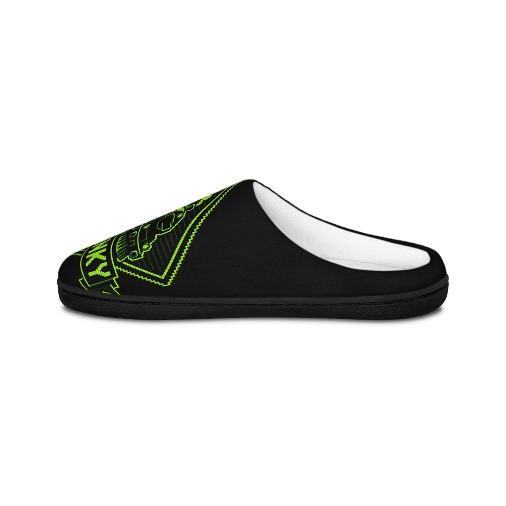 Stinky Men's Indoor Slippers — Neon Green 'Be Stinky' Skate Van Graphic
