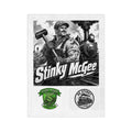 Stinky McGee Trainworker Velveteen Microfiber Blanket — Vintage Railroad Mascot Throw