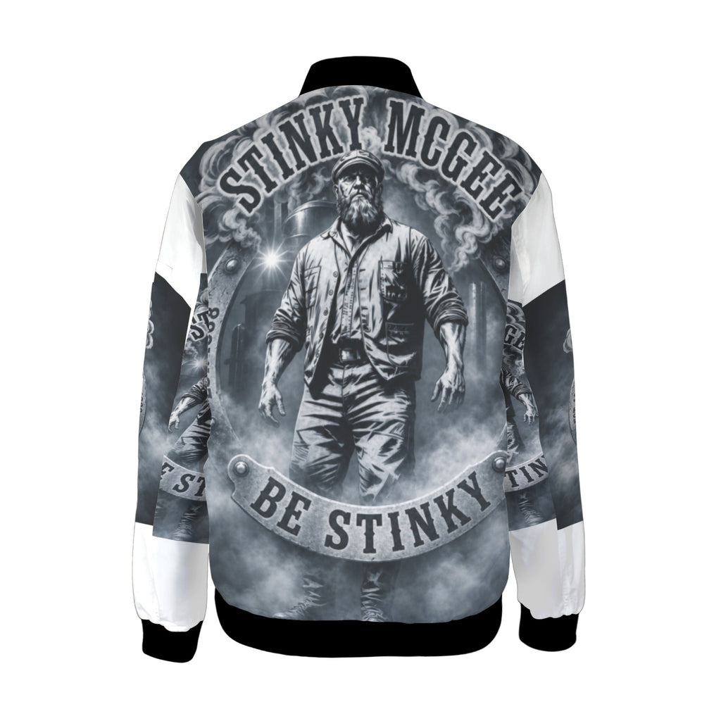 NewStinkyLogoBlackAndWhite Men's Bomber Jacket (Model H65)