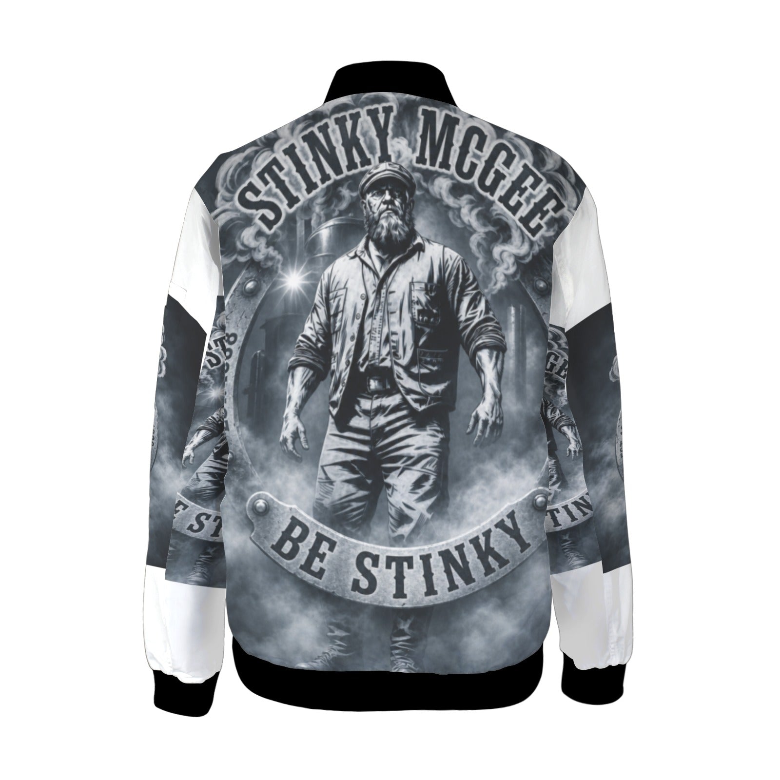 NewStinkyLogoBlackAndWhite Men's Bomber Jacket (Model H65)