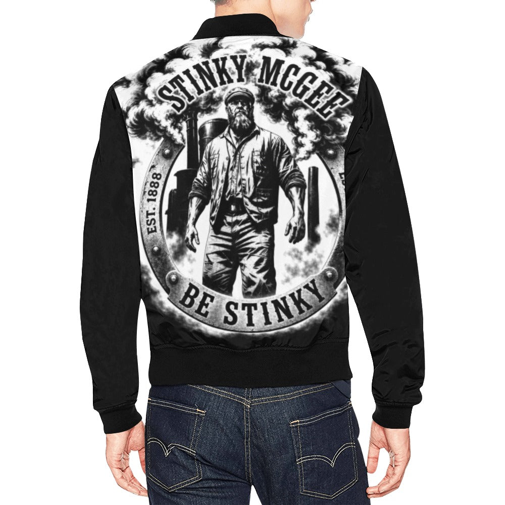 NewStinkyLogoBlackandWhite2 All Over Print Bomber Jacket for Men (Model H19)