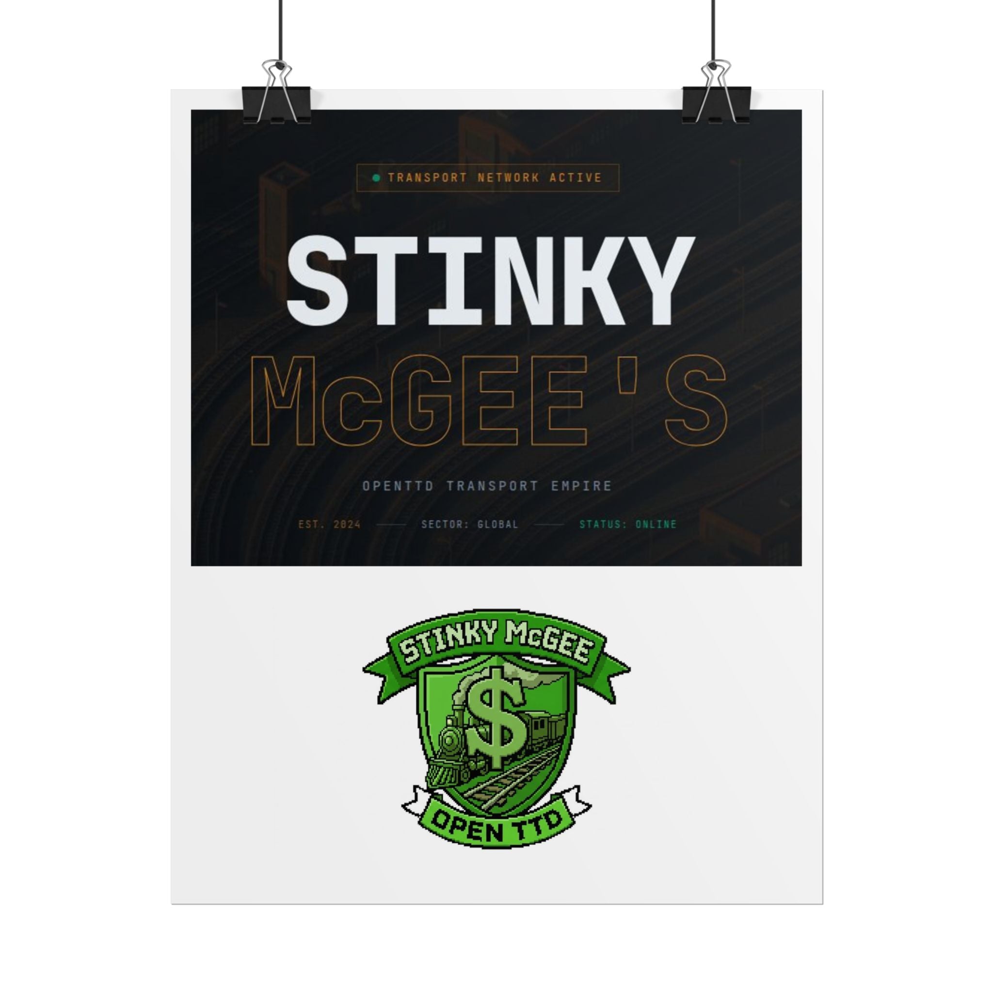 Stinky McGee's Rolled Poster — Retro Logo Wall Art for Gamers & Streamers