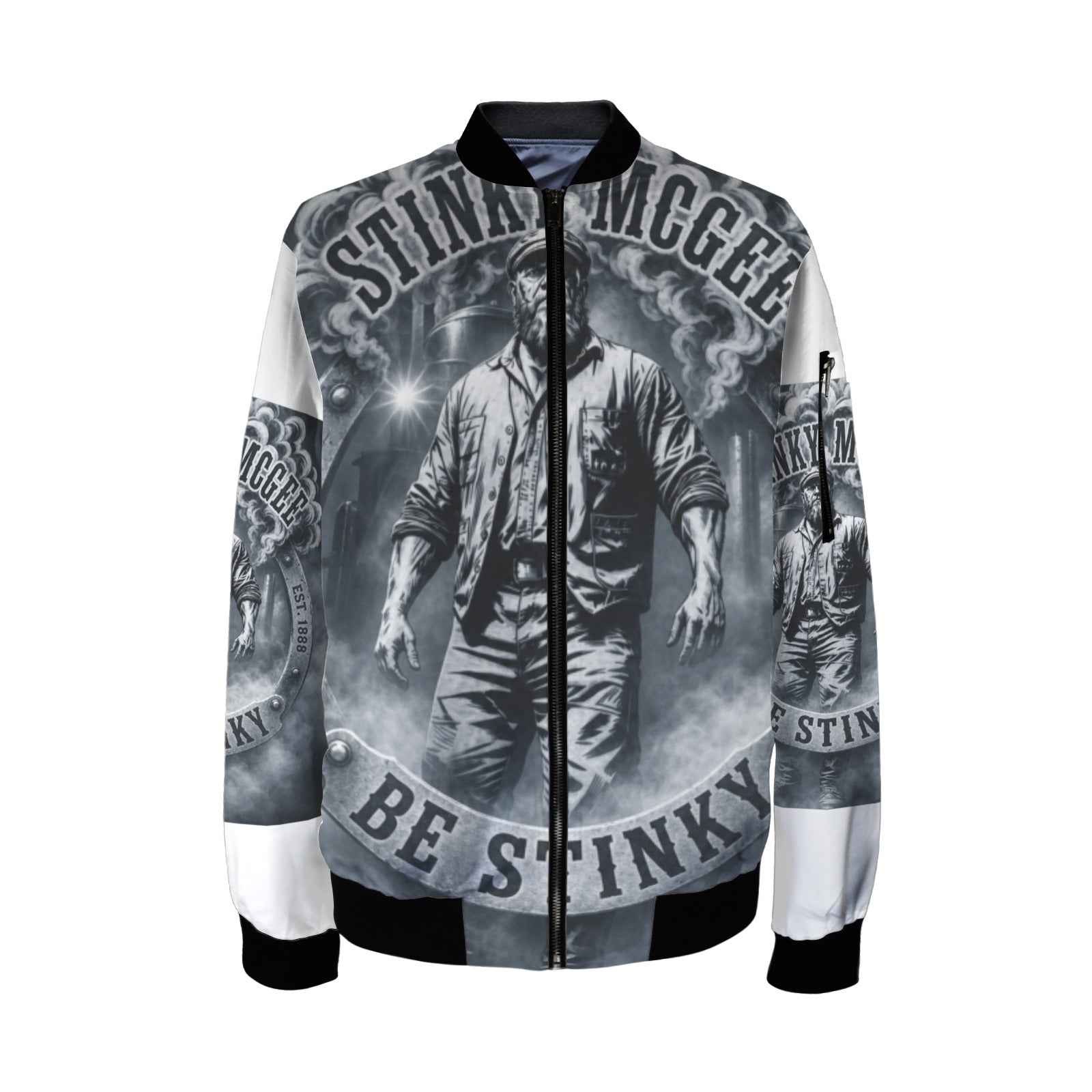 NewStinkyLogoBlackAndWhite Men's Bomber Jacket (Model H65)