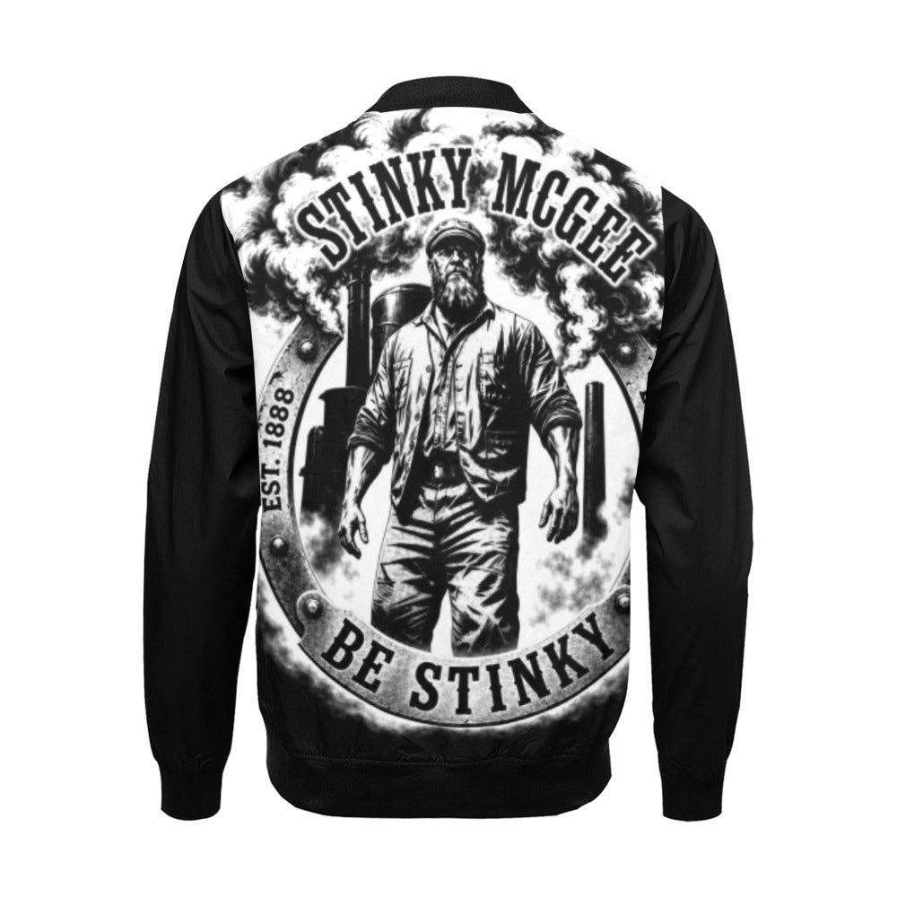 NewStinkyLogoBlackandWhite2 All Over Print Bomber Jacket for Men (Model H19)