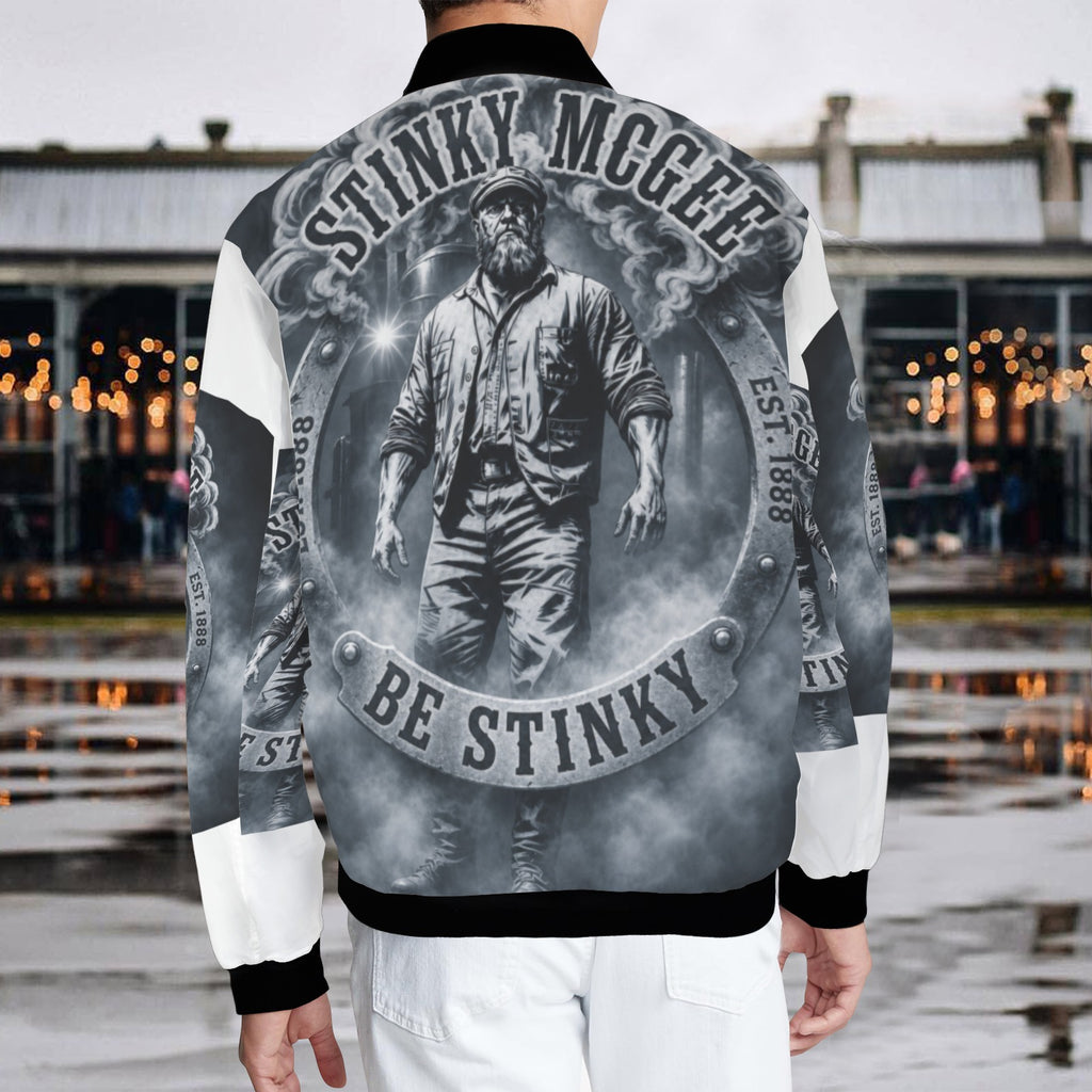 NewStinkyLogoBlackAndWhite Men's Bomber Jacket (Model H65)